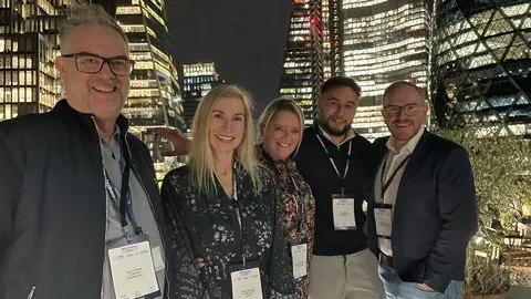 Alison with fellow entrepreneurs on a rooftop terrace at Elite Business CoNNect in the City of London
